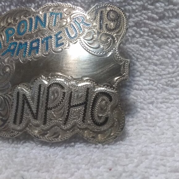 INPHC High Point Amateur 1980 Silver Buckle Flower Hanson Signed Vintage !! main image 6